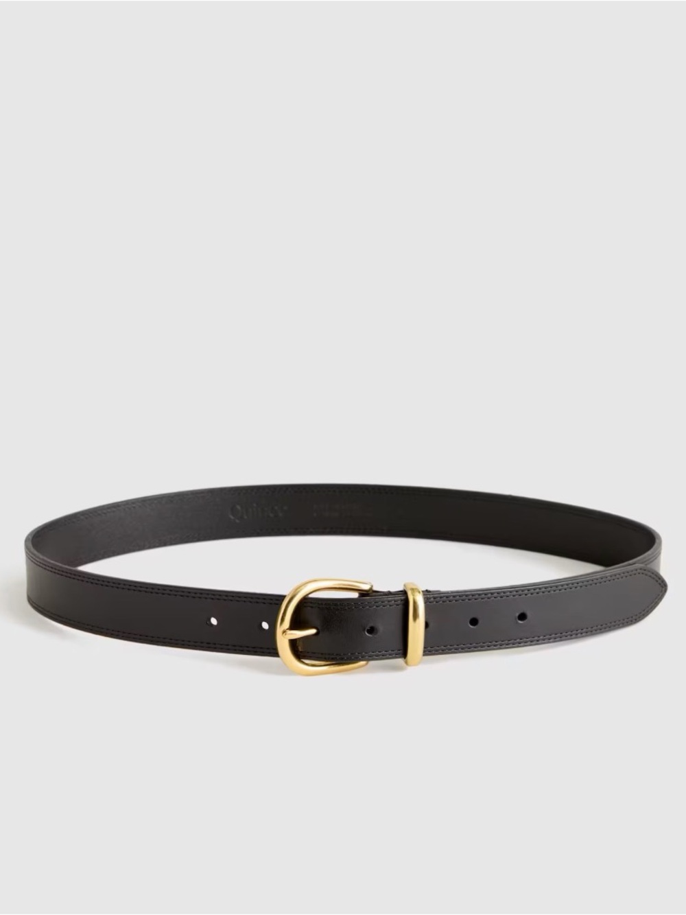 Quince Black Leather Belt with Gold Buckle